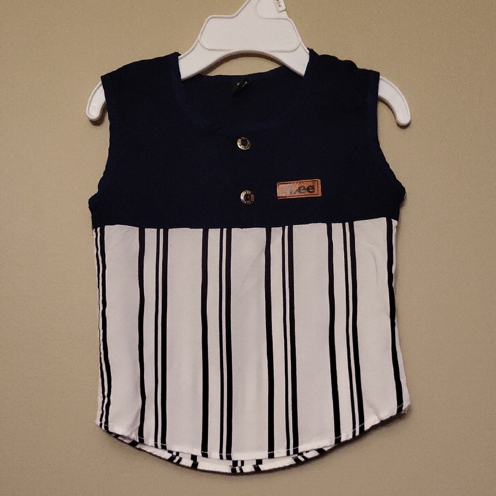 Lee navy and cream striped sleeveless top